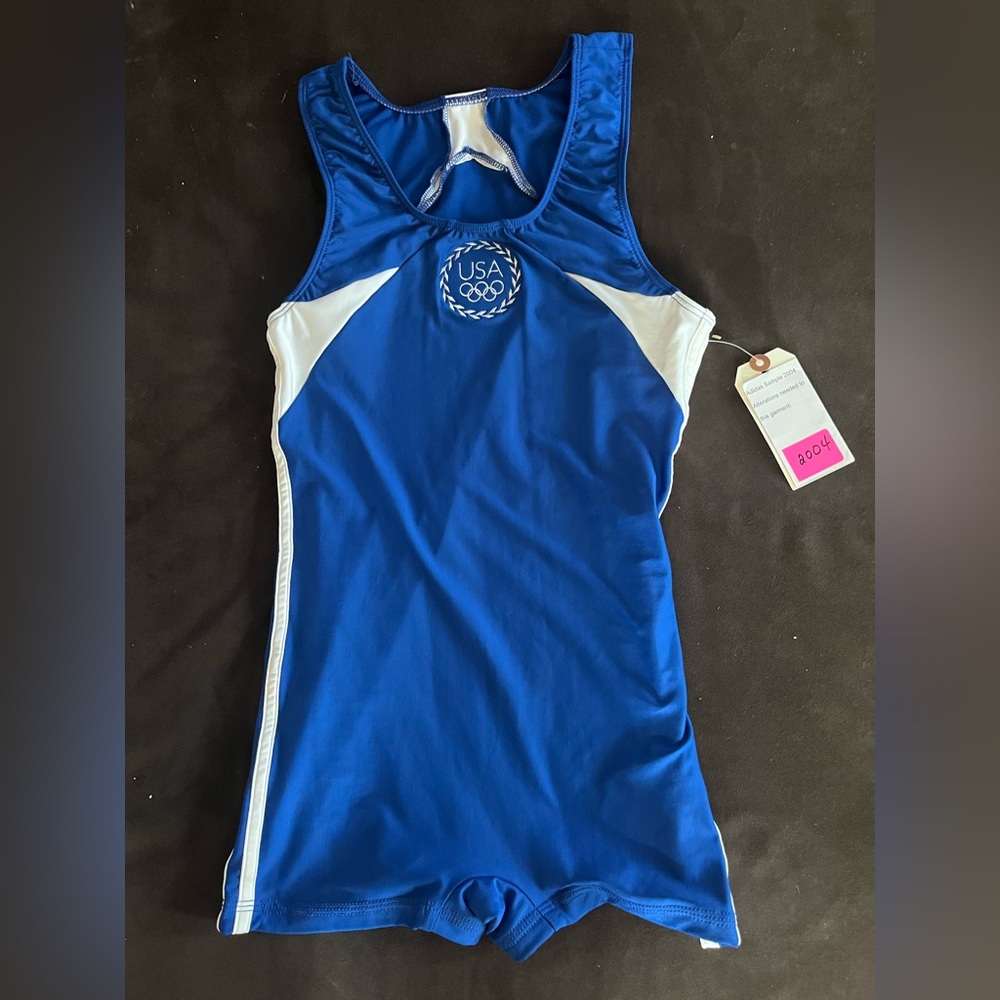 Sz A/Med ADIDAS 2004 SAMPLE USA Weightlifting Unitard Training Leotard Stripes